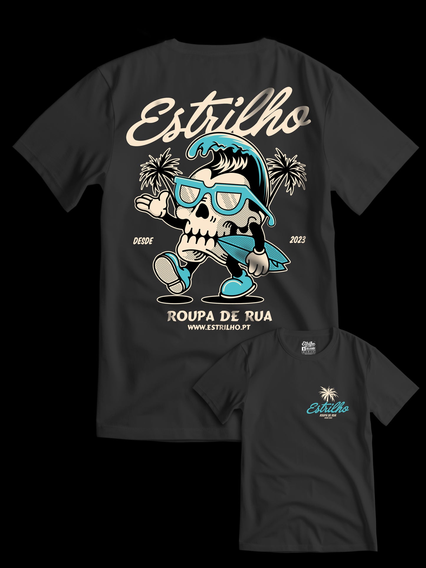 Tshirt Surf - Preta - Estrilho