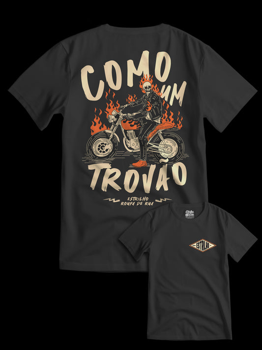 Tshirt Piloto de Café - Trovão - Preta