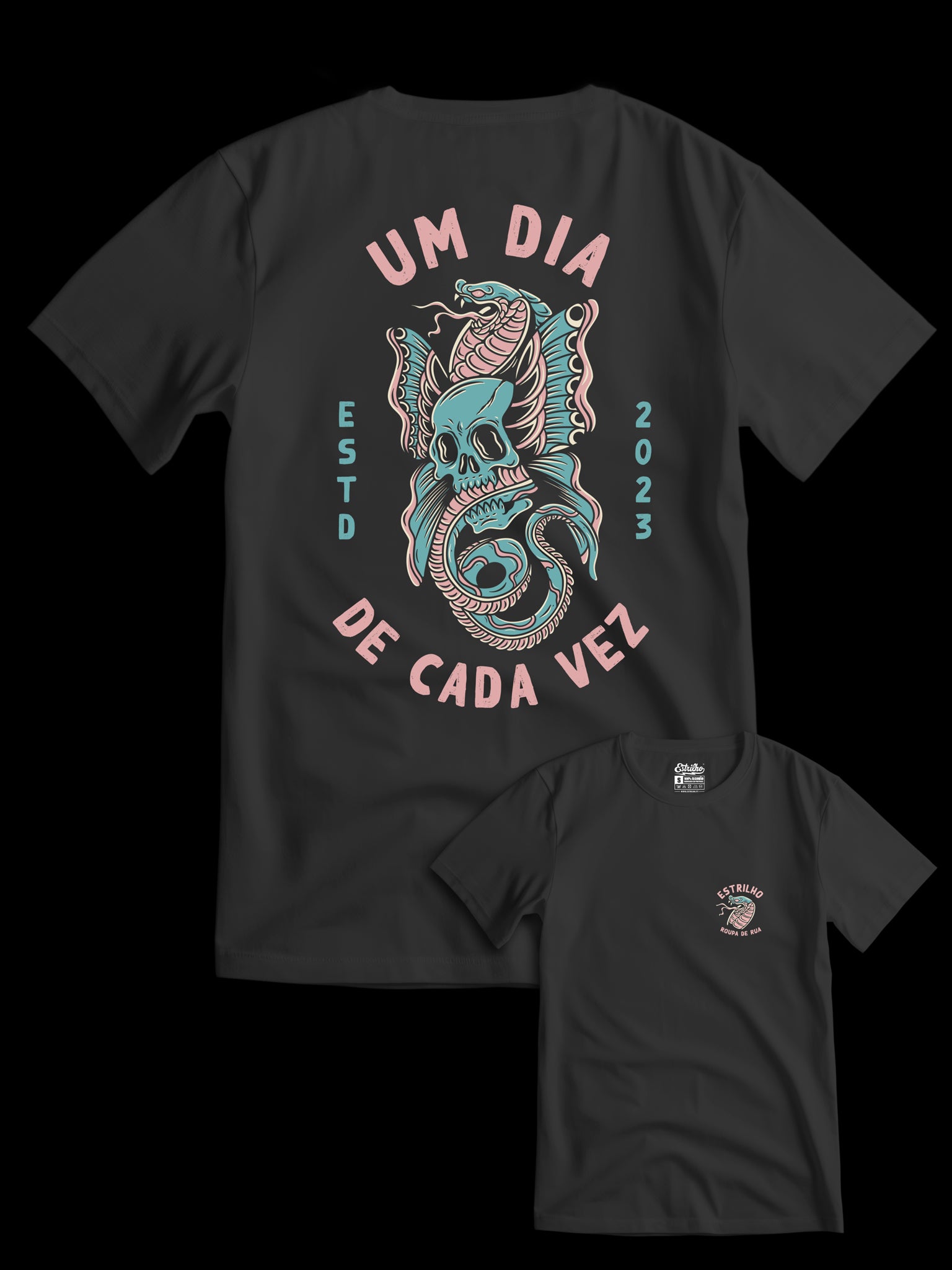 Tshirt Um Dia - Preta - Estrilho-Estrilho