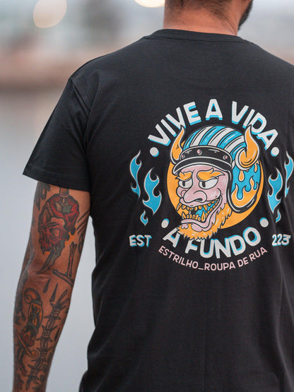 Tshirt Vive a Vida - Preta - Estrilho-Estrilho