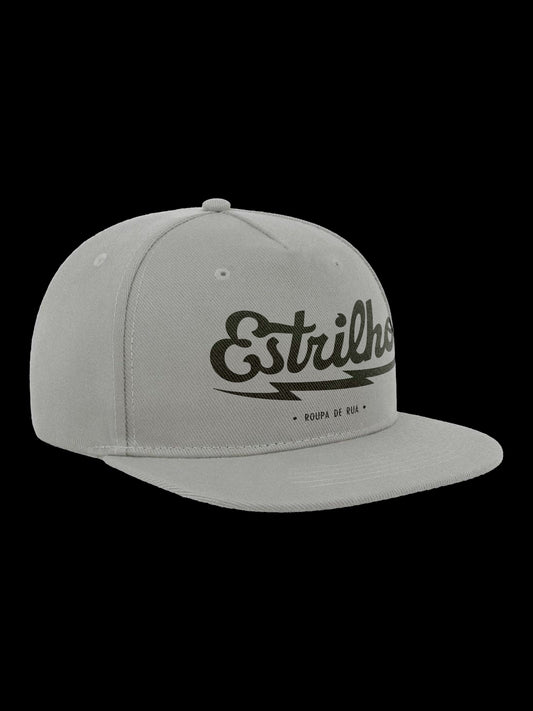 Snapback Cinza com logotipo Preto - Estrilho